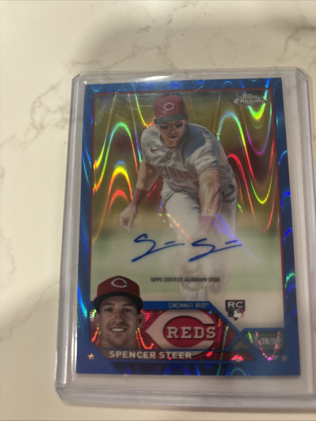 2023 Topps Chrome Update Serie - Auto Spencer Steer Blue RayWave Refractor /150 