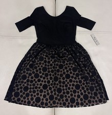 Eliza J NWT Fit & Flare Black Short Dress Polka Dot Mesh Skirt Women’s petite 4