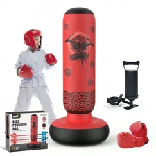 66'' Inflatable Punching Bag for Kids Teens 6-12 Boxing Set w/ Gloves Pump