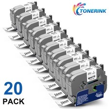 20PK 24mm Tz 251 TZe251 Black on White Label Tape For Brother P-touch PT2730