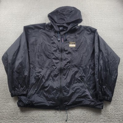 Vintage Jansport Jacket Mens XL Black Hooded Windbreaker Regis University 90s