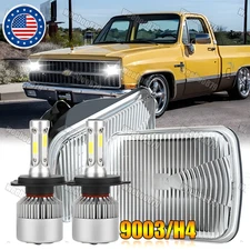 2x 7x6" 5x7 LED Headlights Hi/Lo DRL Lamp For Chevrolet C10 C20 C30 1981-1986