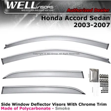 WELLvisors For Honda Accord Sedan 03-07 4D Side Deflector Window Visors Chrome