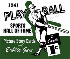 1941 Play Ball Wrapper Cards Store Counter Advertising Standup Sign Reprint