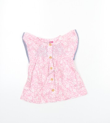 Penelope Mack Basic Bluse Mädchen rosa geblümt 100% Baumwolle Größe 2 Jahre Rundhals