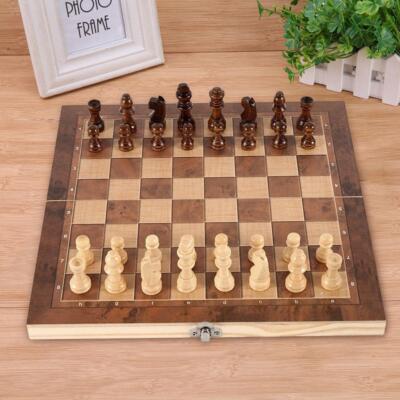3 in 1 Chess Board Sets 29cm/24cm Folding Storage Wooden Exquisite Chess Set Tra