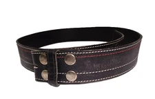 Sz 34 Distressed Made in India Center Stitch BLK 1.6" Wide Leather Strap Only