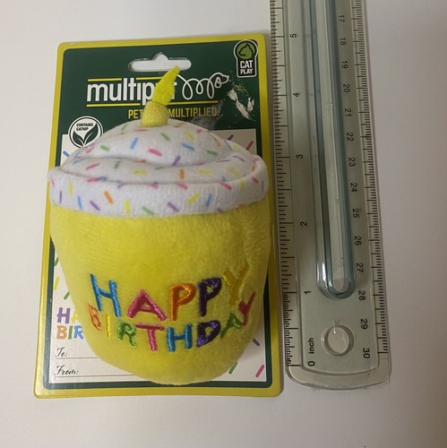 Happy Birthday Cat Toy Cake and Candle, Multipet Brand, Interactive with Catnip - Picture 5 of 6