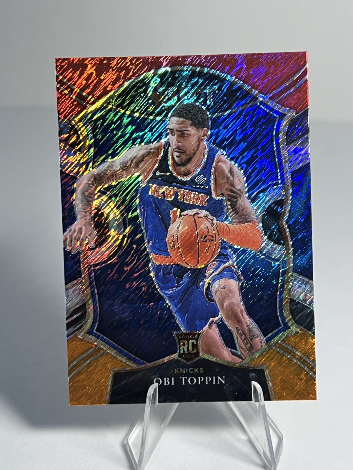 2020-21 Select Obi Toppin RED WHITE ORANGE SHIMMER ROOKIE SP #68 Panini Knicks