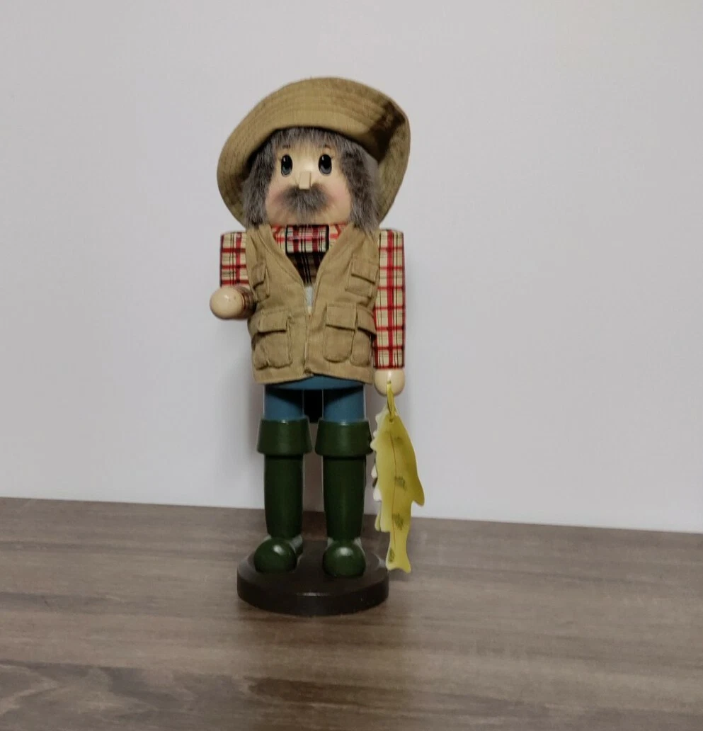 Rare Vintage 1997 Zim’s Fisherman Nutcracker Figurine Retired 10.5”