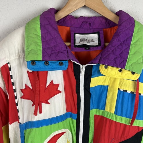 Vintage Neiman Marcus Gallery Ski Jacket Coat M Puffer Zip 90s World Olympics - Picture 4 of 19