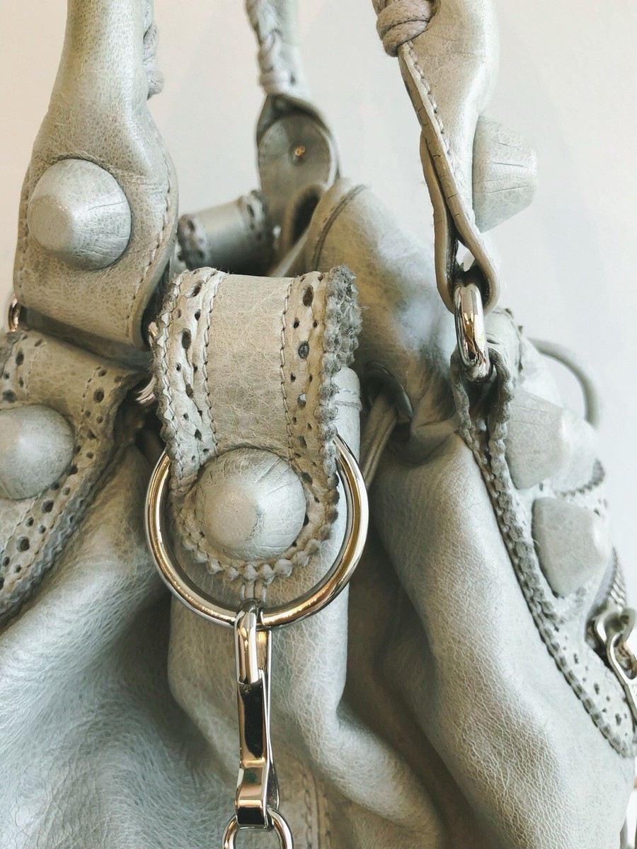 Balenciaga Mint Green Light Gray Lambskin Giant Brogues Covered