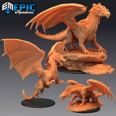 Red Dragons D&D Dungeons and Dragons Monster Miniatur - Epic Miniatures 28mm