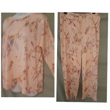Flora Nikrooz Pink Pajama Set Floral Long Pant Long Sleeve Top Large 44" BUST