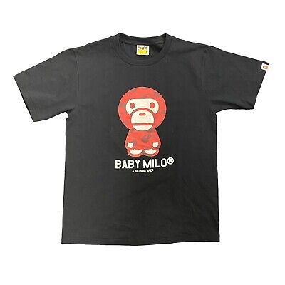 【A BATHING APE】 BAPE Baby Milo Bowlingtas Black A BATHING APE BAPE BABY MILO BLACK T-SHIRT ADULT SIZE MEDIUM