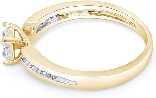 1/8ct Lab Grown Diamond Engagement Promise Ring In 10k Solid Gold - Picture 8 of 21