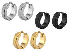 Stainless Steel Hinged Hoop Huggie Snap on Earrings Men's Woman's Jewelry