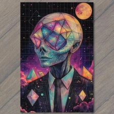 Art Print Alien Creature Moonlight Crypto Galaxy Sci-Fi Business Suit Geometric