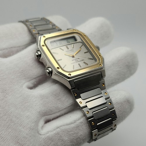 Reloj de cuarzo Seiko Sports 100 vintage de dos tonos Ana-Digi para hombre H557-5179 - Imagen 4 de 14