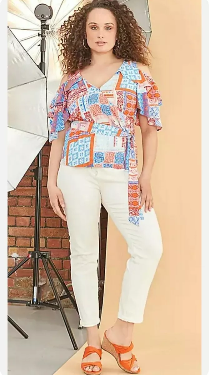 Mark Heyes Tropical Cold Shoulder Top Size 16 eBay