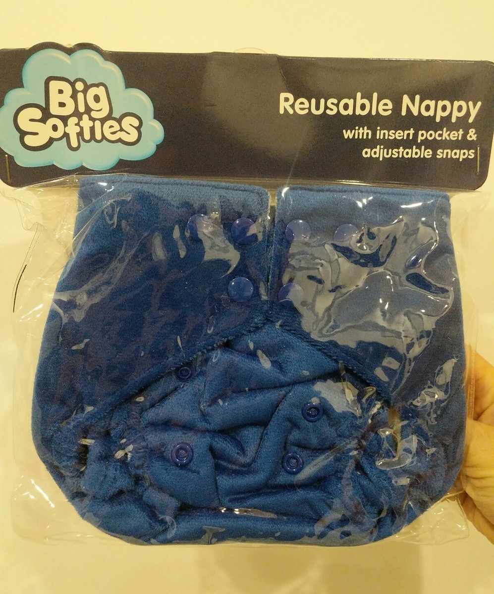 BNIP Baby's Big Softies Reusable Nappy With Insert Pocket Blue