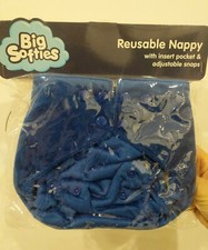 BNIP Baby's Big Softies Reusable Nappy With Insert Pocket - Blue / One Size