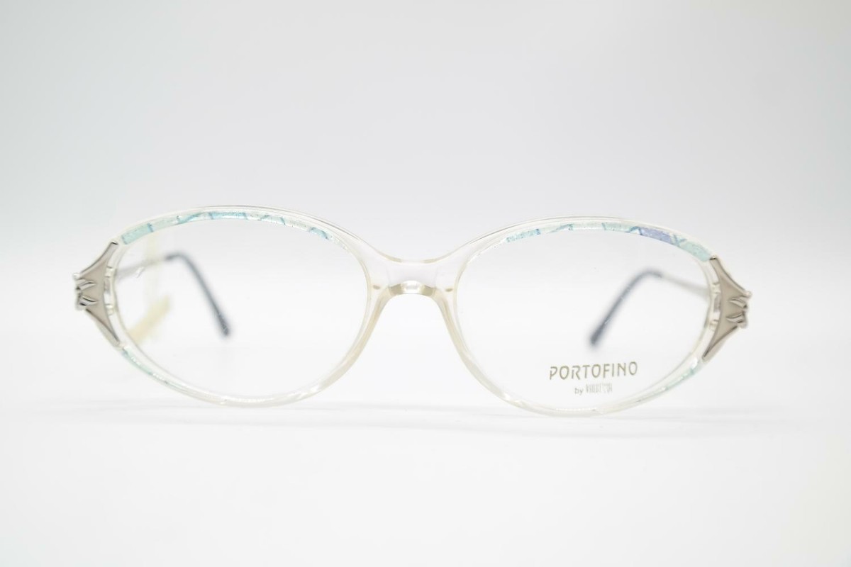 Vintage Portofino 9042 Transparent Bleu Argent Oval Monture De