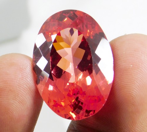 Zafiro Padparadscha genuino natural impecable 37,80 quilates forma ovalada piedra preciosa - Imagen 14 de 17