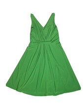 TAHARI Sleeveless V-Neck Green Divina Dress Size M EUC Spring Summer