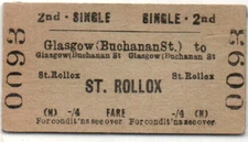 BTC(H) Railway Ticket Glasgow (Buchanan St.) to St. Rollox