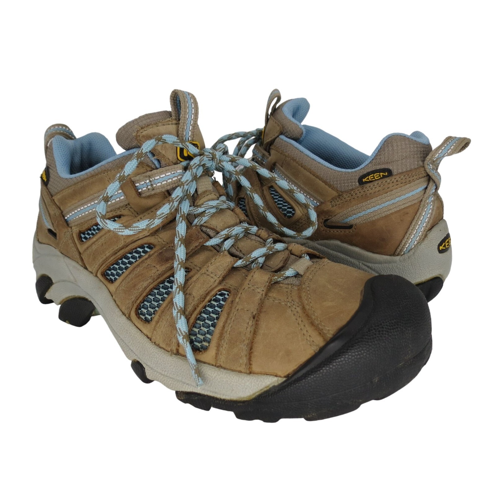Scarpe da trekking KEEN donna Voyageur in pelle marrone blu a rete taglia 10