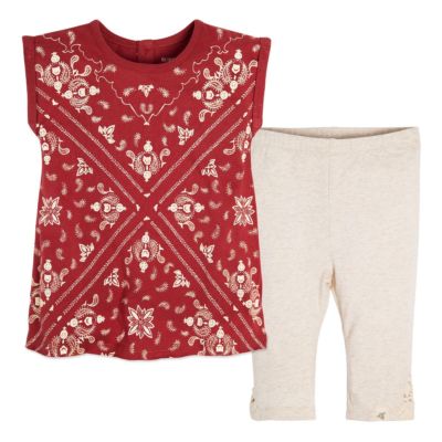 Burt s Bees Baby Bandana Cotton Baby Tunic & Capri Legging Set Red 18 Months New