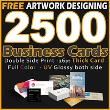 2500 Business Cards Full Color 2 Side Printing UV Coated-Free Design