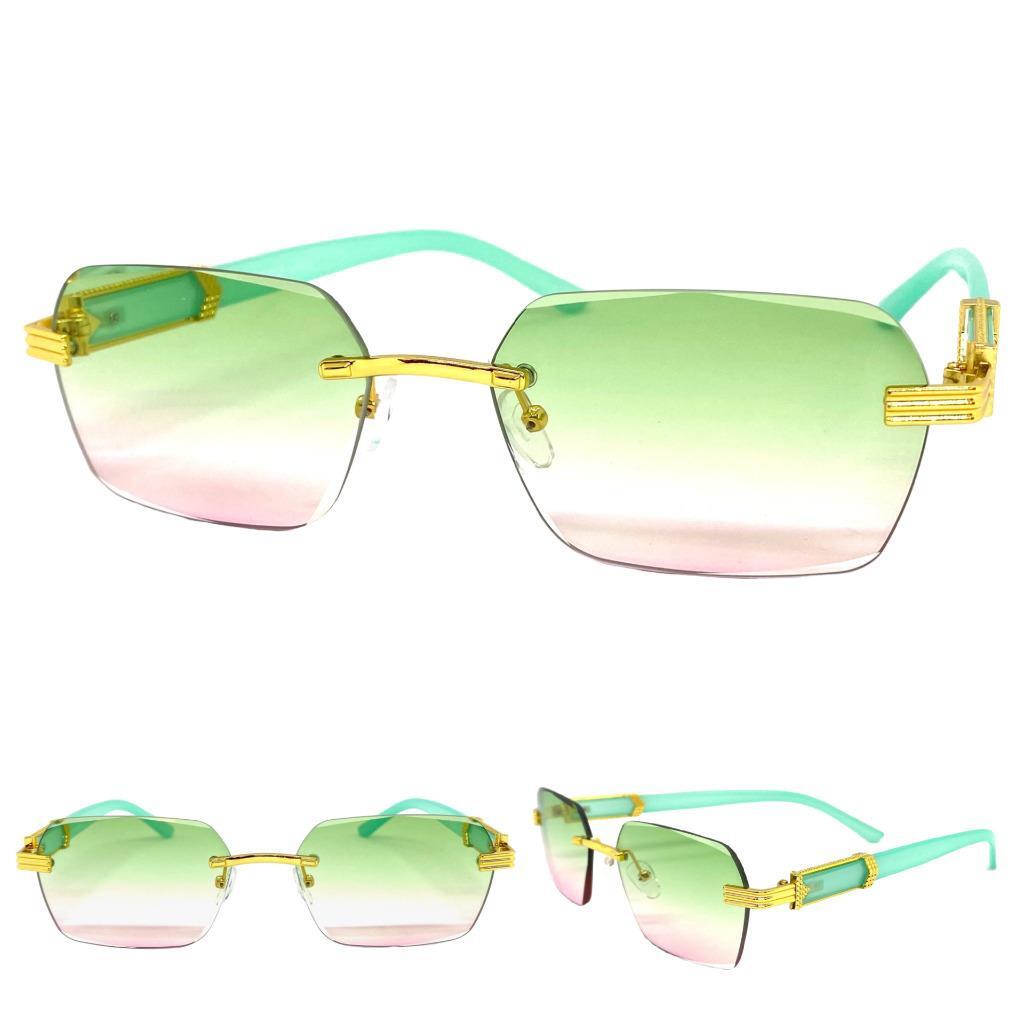 CLASSY Elegant Sophisticated Retro SUNGLASSES Rimless Gold  display picture 1