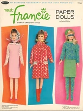 VINTGE 1966 MEET FRANCIE BARBIE MOD COUSIN PAPER DOLL ~ LASER REPRO~ORG SZ UNCUT