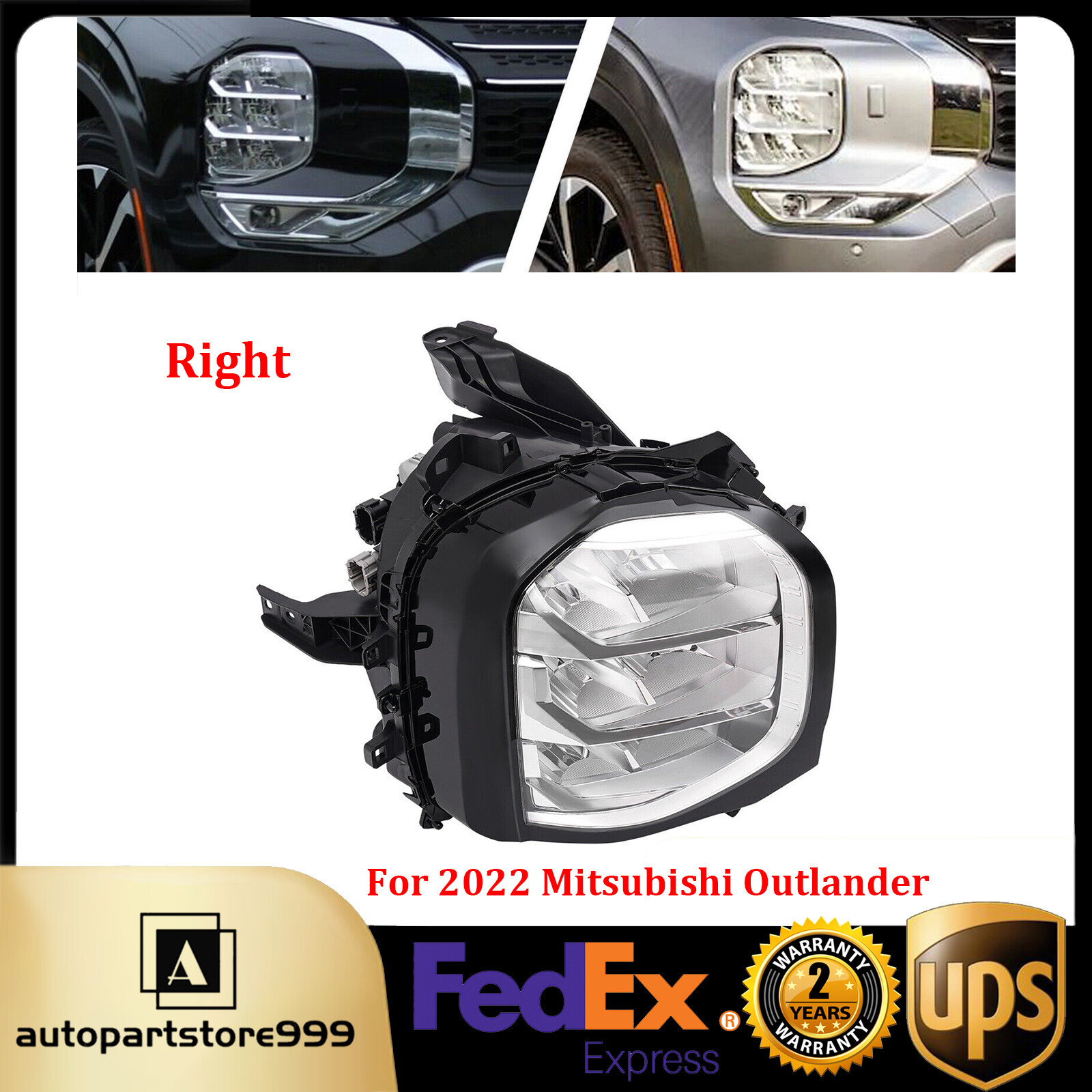 For 2022 2024 Mitsubishi Outlander LED Headlight Headlamp Right Passenger Side