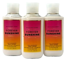 Bath & Body Works LOT of 3 Bottles FOREVER SUNSHINE Body Lotion Cream 8 oz