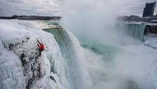 Landscape winter snow nature niagara falls ice climbing Custom Gaming Mat Desk