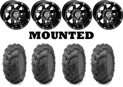Kit 4 Maxxis Zilla Tires 28x10-12/28x12-12 on Moose 387X Black Wheels HP1K