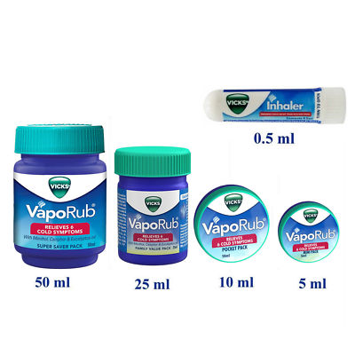 Vicks VapoRub Ointment Inhaler Relief Cold Cough & Flu 