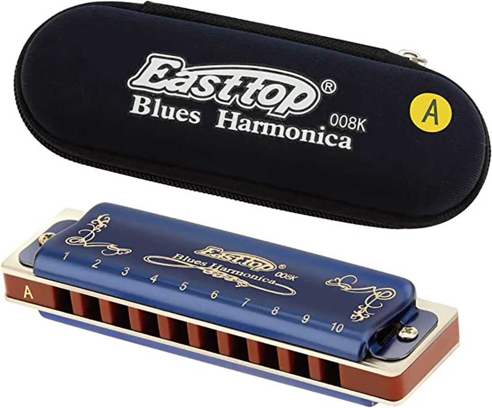 Harmonica 008K Blues Harp Mouth Organ10 孔 20 色全音阶蓝调谐波 — 第 2/4 张图片