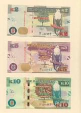 ZAMBIA: Set of 2, 5, 10 Kwacha Banknotes 2020 - 2021 Series  all UNC