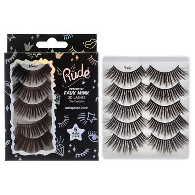 Essential Faux Mink 3D Lashes - Outspoken by Rude Cosmetics for Women - 5 Pair