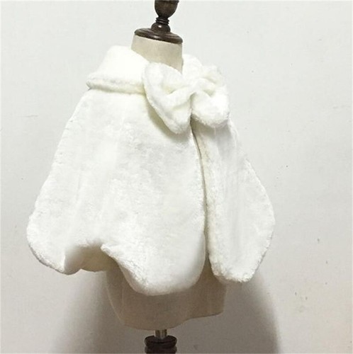 Girls Faux Fur Shawl Fluffy Shrug Bolero Wedding Dress Cape Warm Wrap Scarf - Picture 7 of 10