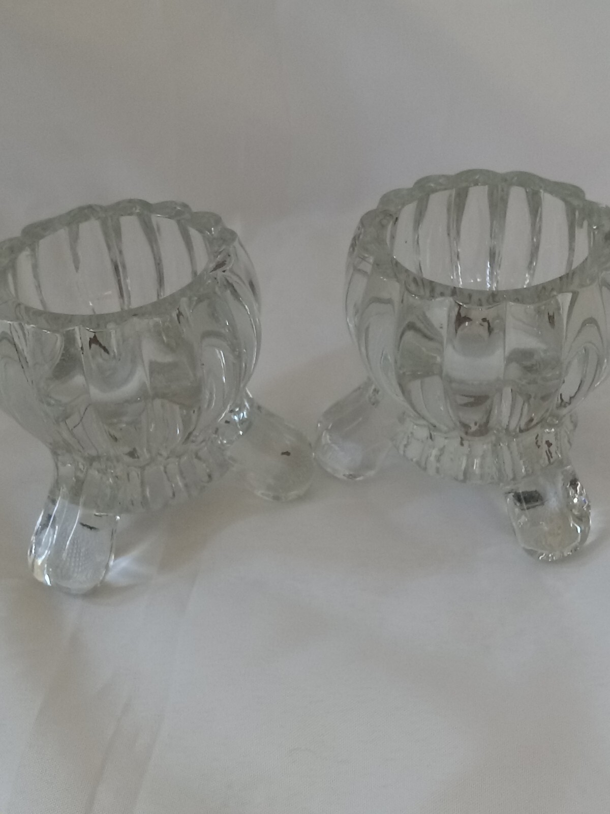 Vintage Jeannette National Clear Glass Footed Votive Tealight Candle Holders