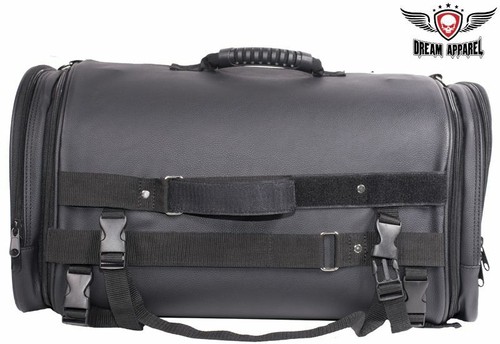 Medium Size Motorcycle PVC Sissy Bar Trunk Bag W/ Reflective Stripe Waterproof - Picture 6 of 12