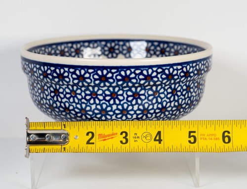 Boleslawiec ciotola 18 oz ceramica polacca fiore di loto. Fatto a mano. Nuovo + spedizione veloce - Foto 6 di 6