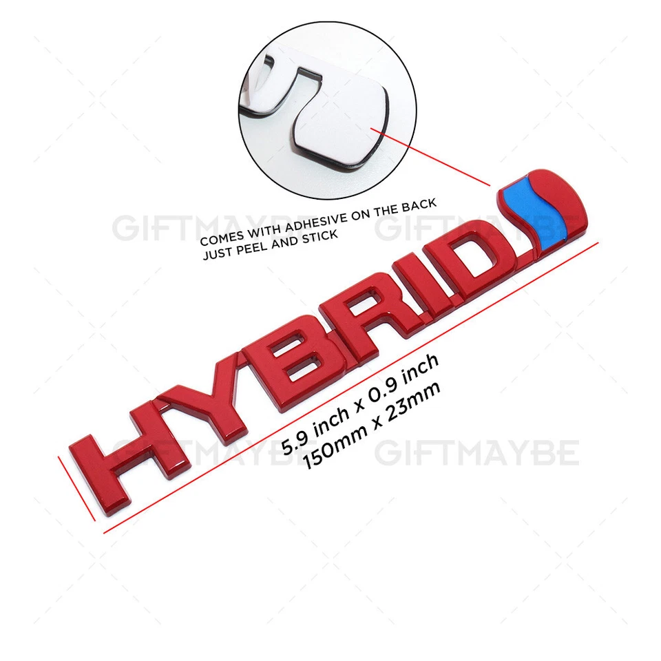 Aleación 3D HÍBRIDA Carrocería Logo Insignia Guardabarros Tapa Maletero Emblema para Toyota Honda Rojo Foto 4 de 4