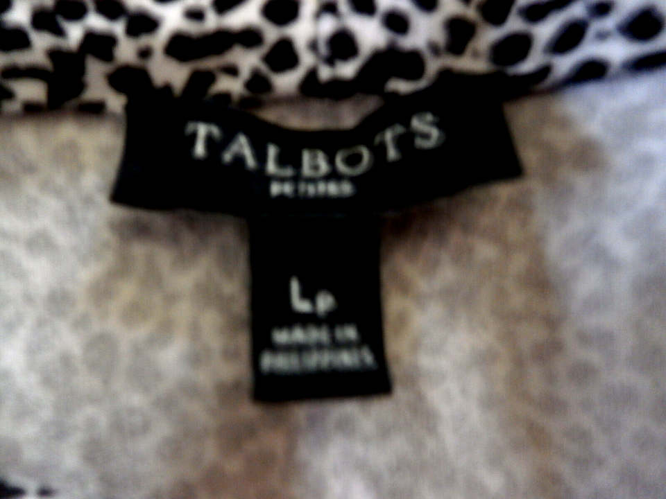 NWOT Talbots Black/White Stretch Top(93 Rayon 3 Spandex) 3/4Sl VNeck