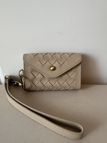 Andar The Poppy Woven Cream Taupe Card Holder Case Wallet *SUPER CUTE*
